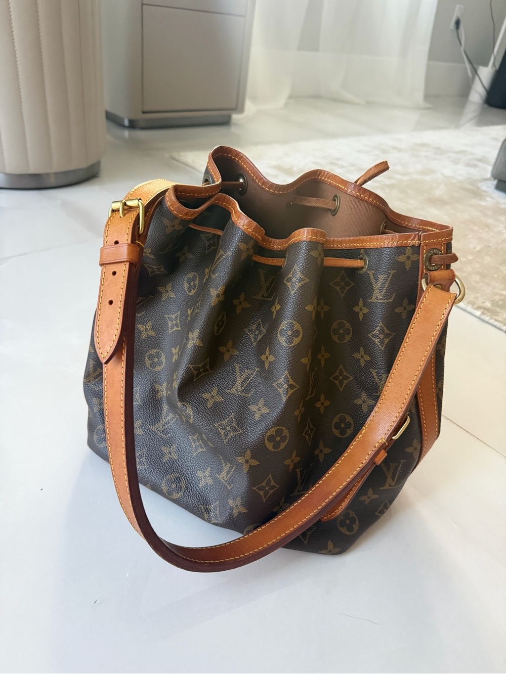 Auth Louis Vuitton Monogram Petit Noe Shoulder Bag Brown M42226 Used